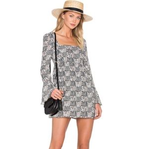 NWT Anthropologie Line & Dot Yoko Babydoll Dress Berry Bell Sleeve Square Neck